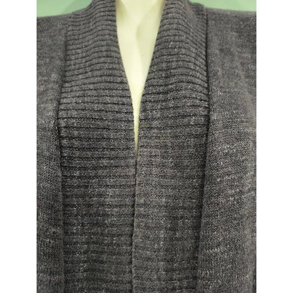 Eileen Fisher Open Front Cardigan With Wide Ribbed Edges, Heather Gray, Sz XL - Picture 3 of 7